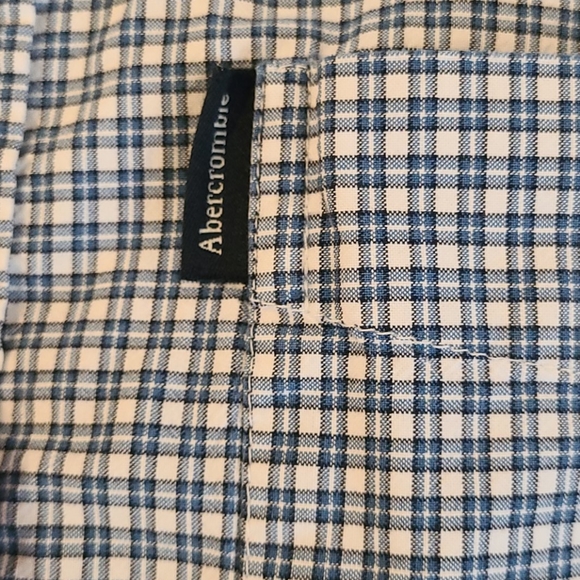 Men's Abercrombie & Fitch Blue Striped Checkered Button Up Size Large - Picture 4 of 6